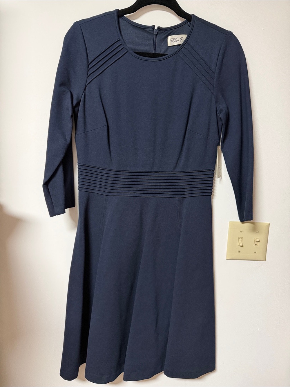 Eliza J Navy Long-Sleeve Fit & Flare Dress